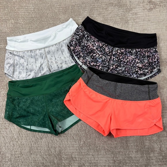 Lululemon Speed Up Low Rise Lined Short 2.5 Bundle 4 Pairs Green Floral Coral 6